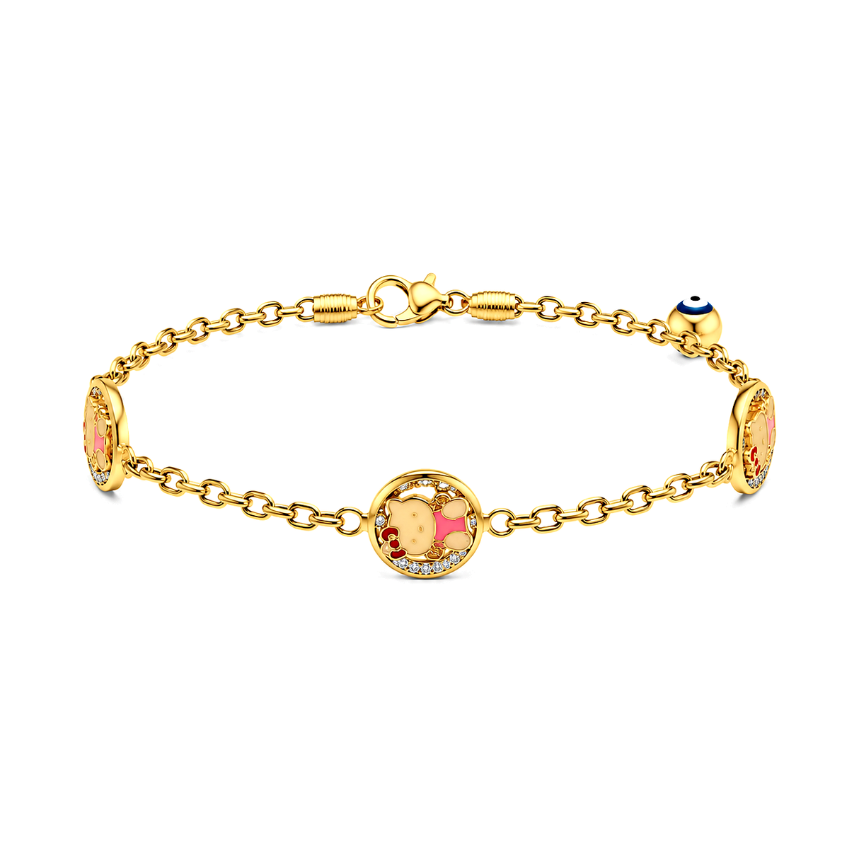 18K Gold Kids Chain Bracelet with Hello kitty Pendant