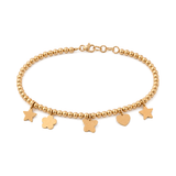 18K Gold Chain Bracelet Butterfly & Heart Design