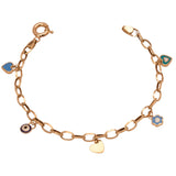 18K Gold Bracelet with Flowers and Hearts Design