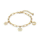 18K Gold Bracelet with Dangling Flowers Design