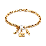 18K Chain Bracelet with Multi-Shape Design