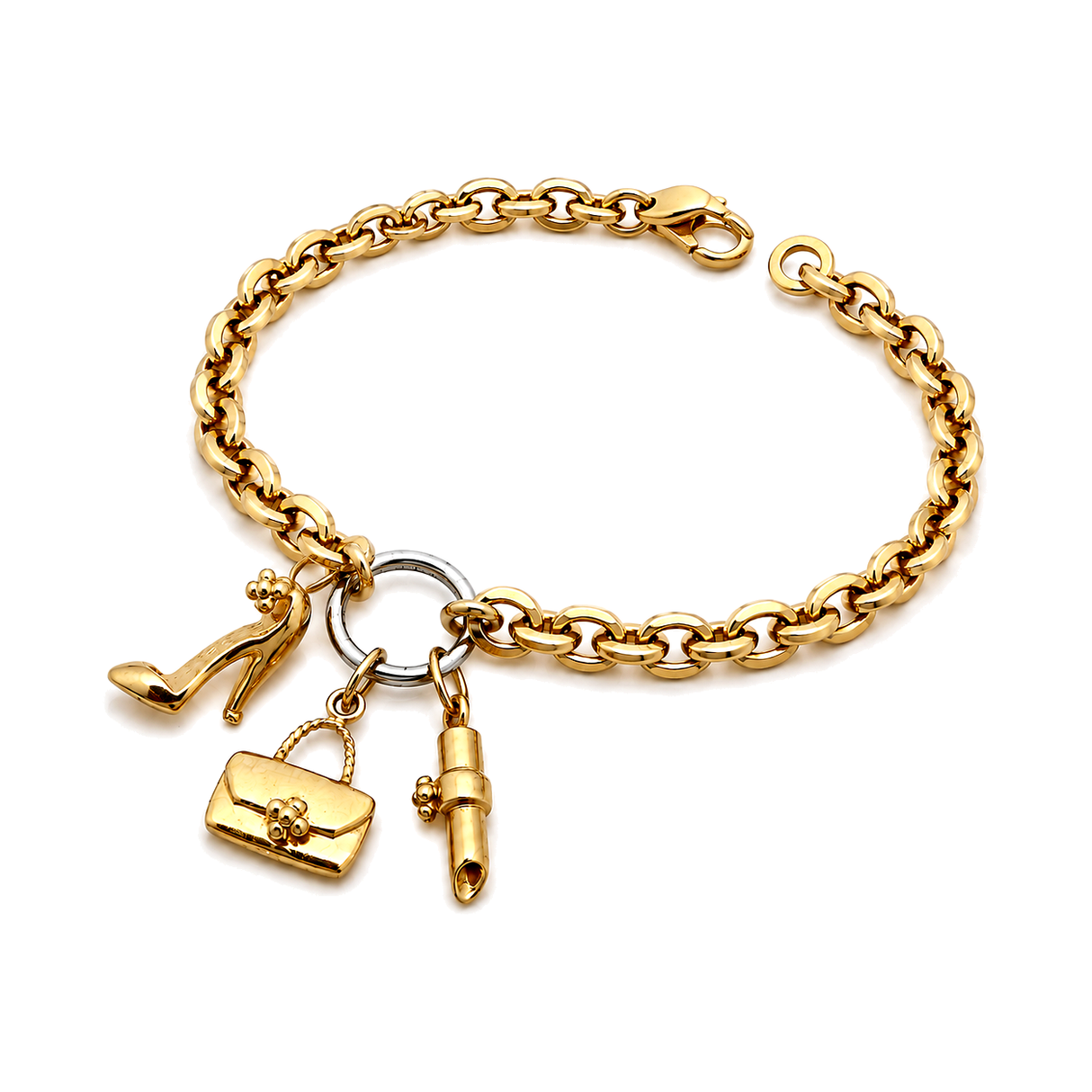 18K Chain Bracelet with Multi-Shape Design