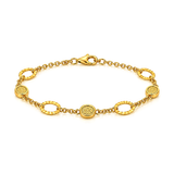 18K Gold Chain Bracelet Engraved Oval Design
