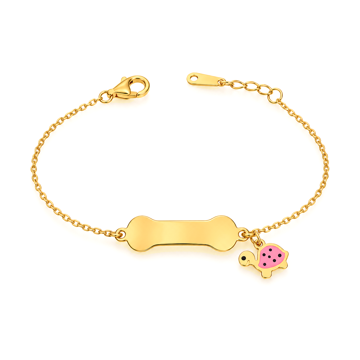 18K Gold Kids Chain Bracelet Turtle Design