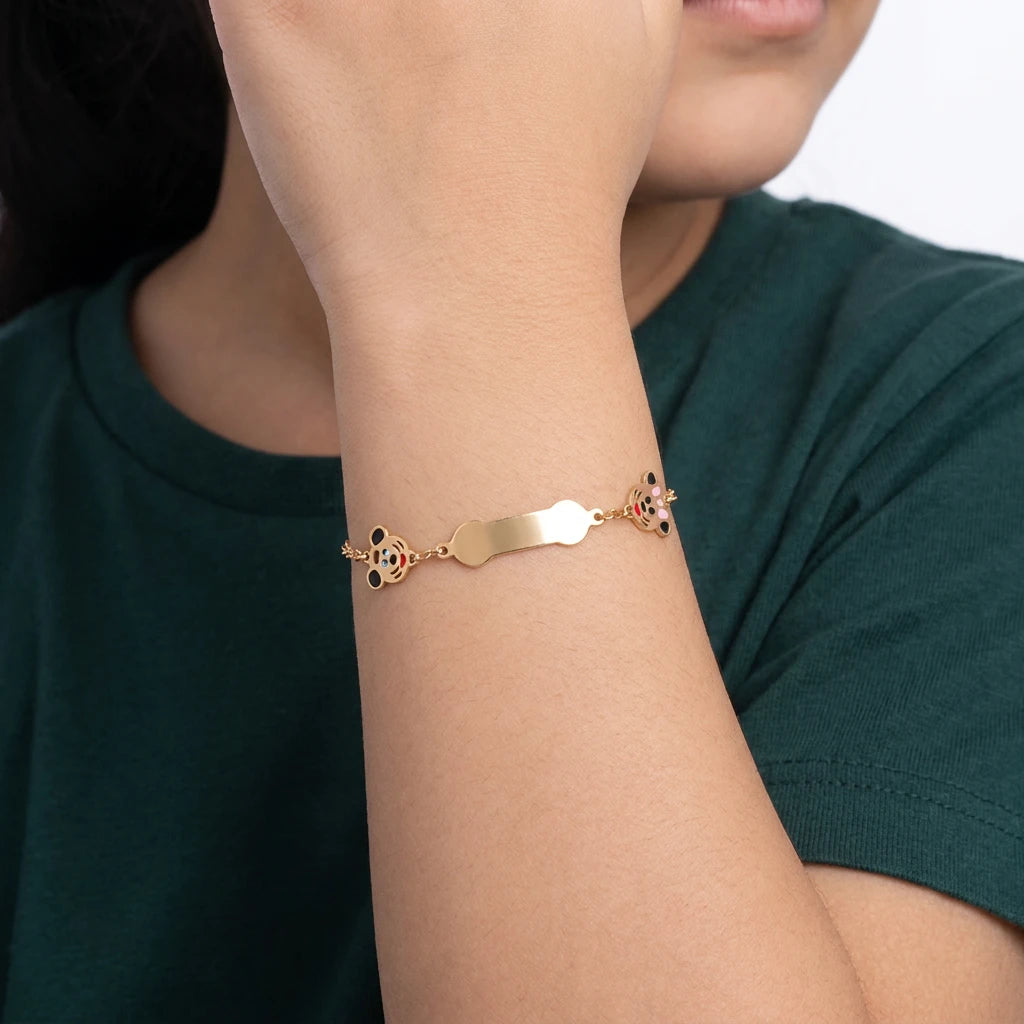 18K Gold Kids Chain Bracelet with Mickey Mouse Design