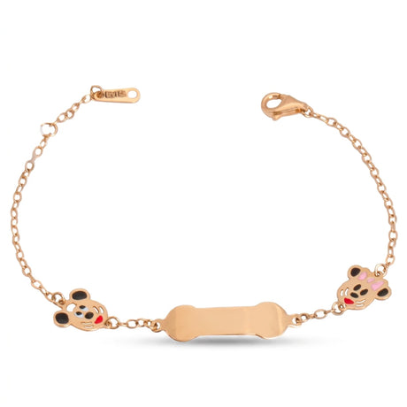 18K Gold Kids Chain Bracelet with Mickey Mouse Design