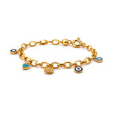 18K Chain Bracelet with Heart Pendants Design