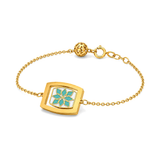 18K Chain Bracelet with Square Happiness Design
