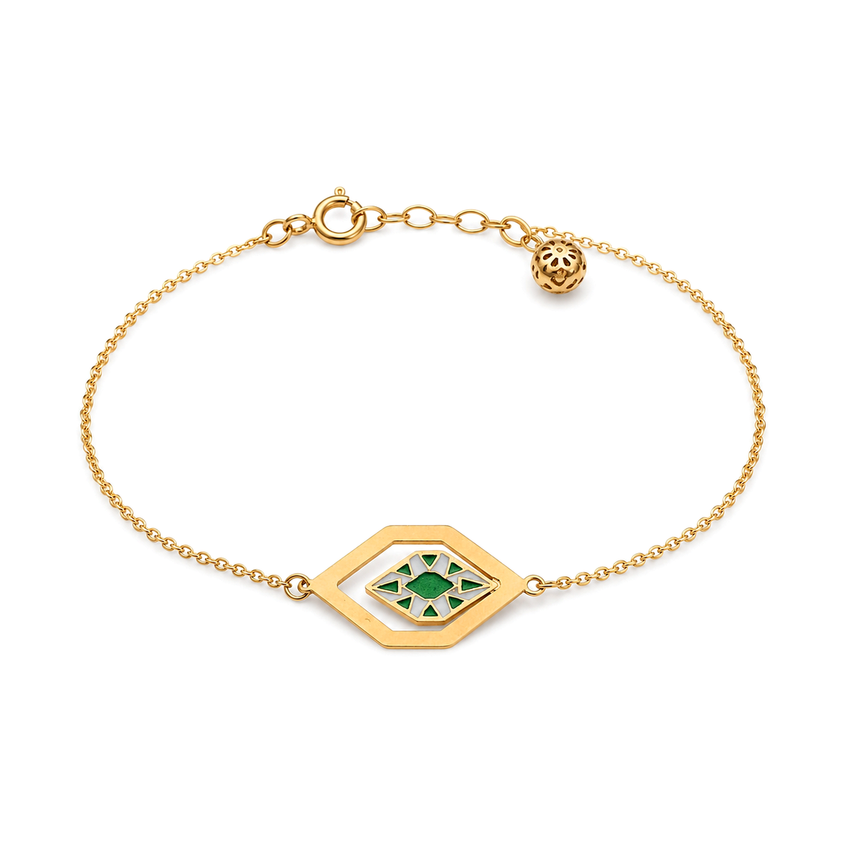 18K Chain Bracelet with Boldness Color Geometric Design
