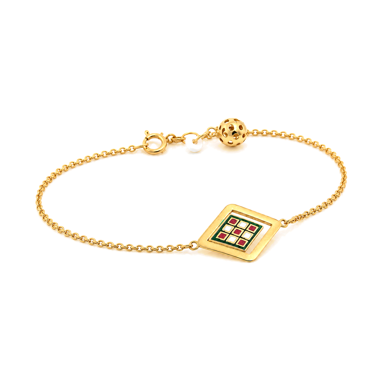 18K Chain Bracelet with Square Design
