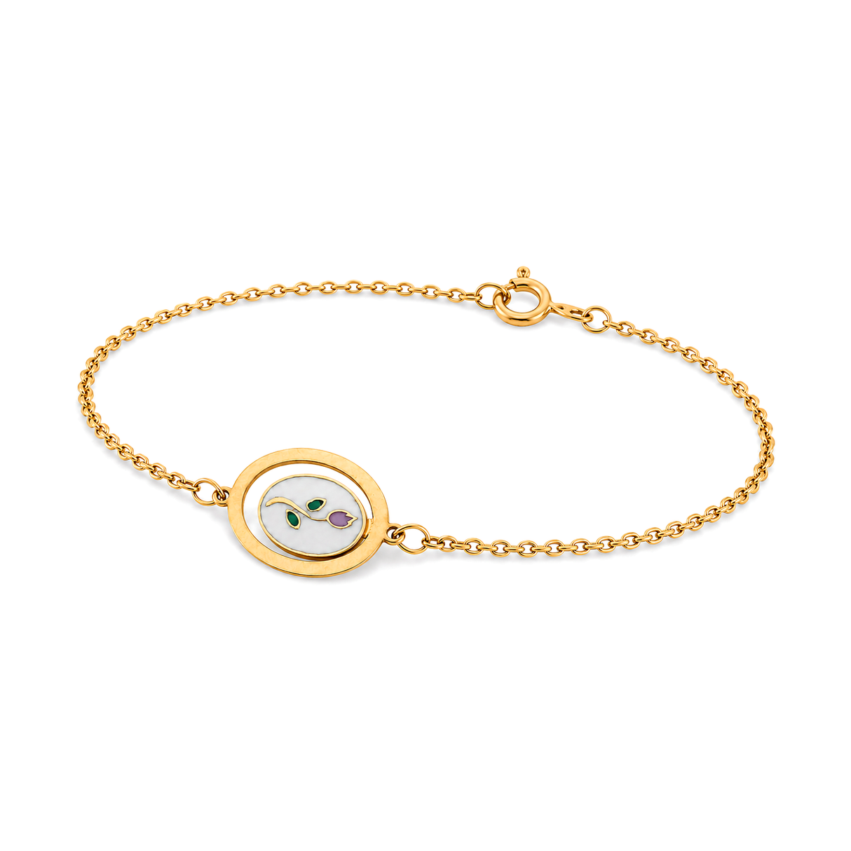 18K Chain Bracelet with Flower Joy Design