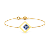 18K Chain Bracelet with Square Paved Frame Design