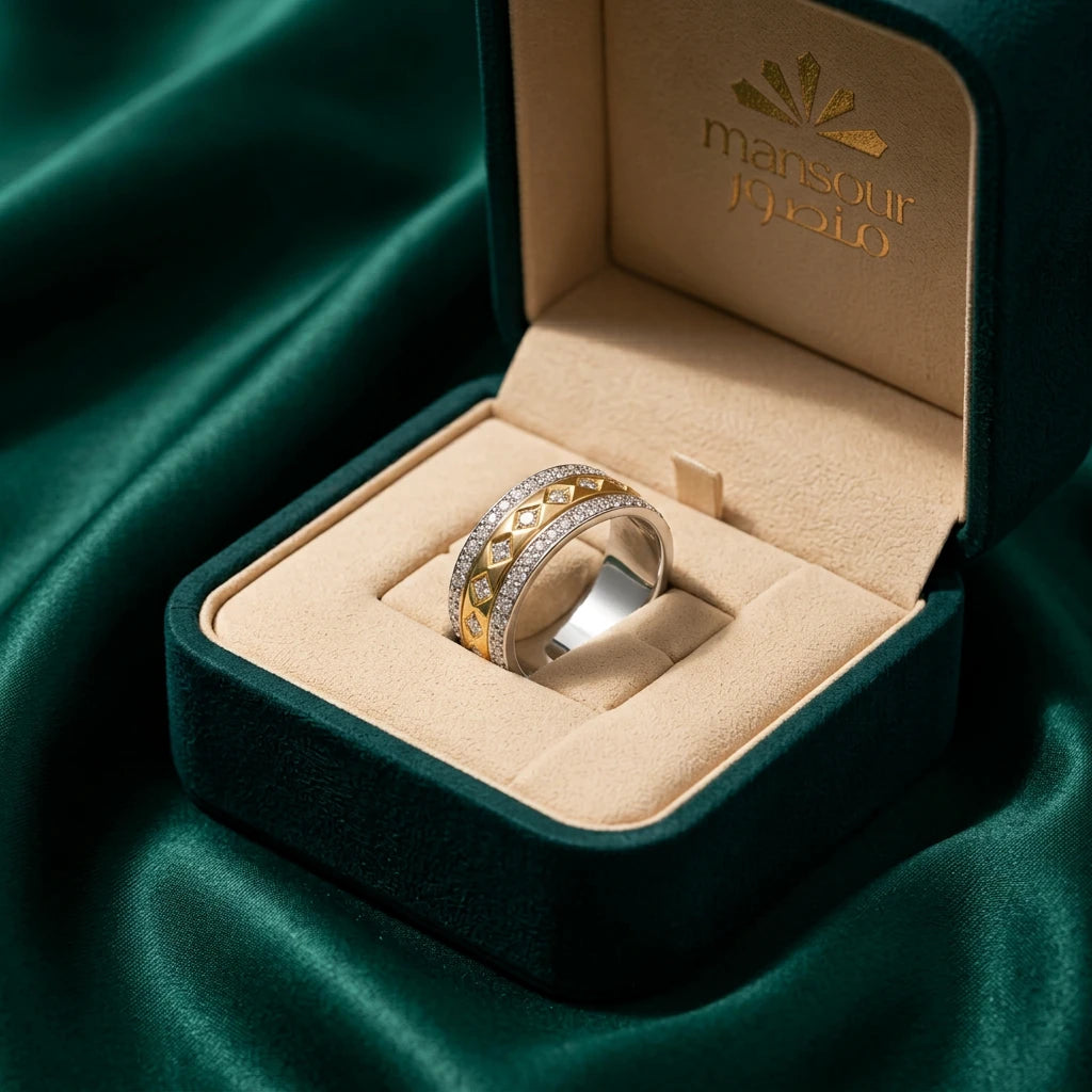 دبلة ذهب عيار 18 ثنائية اللون