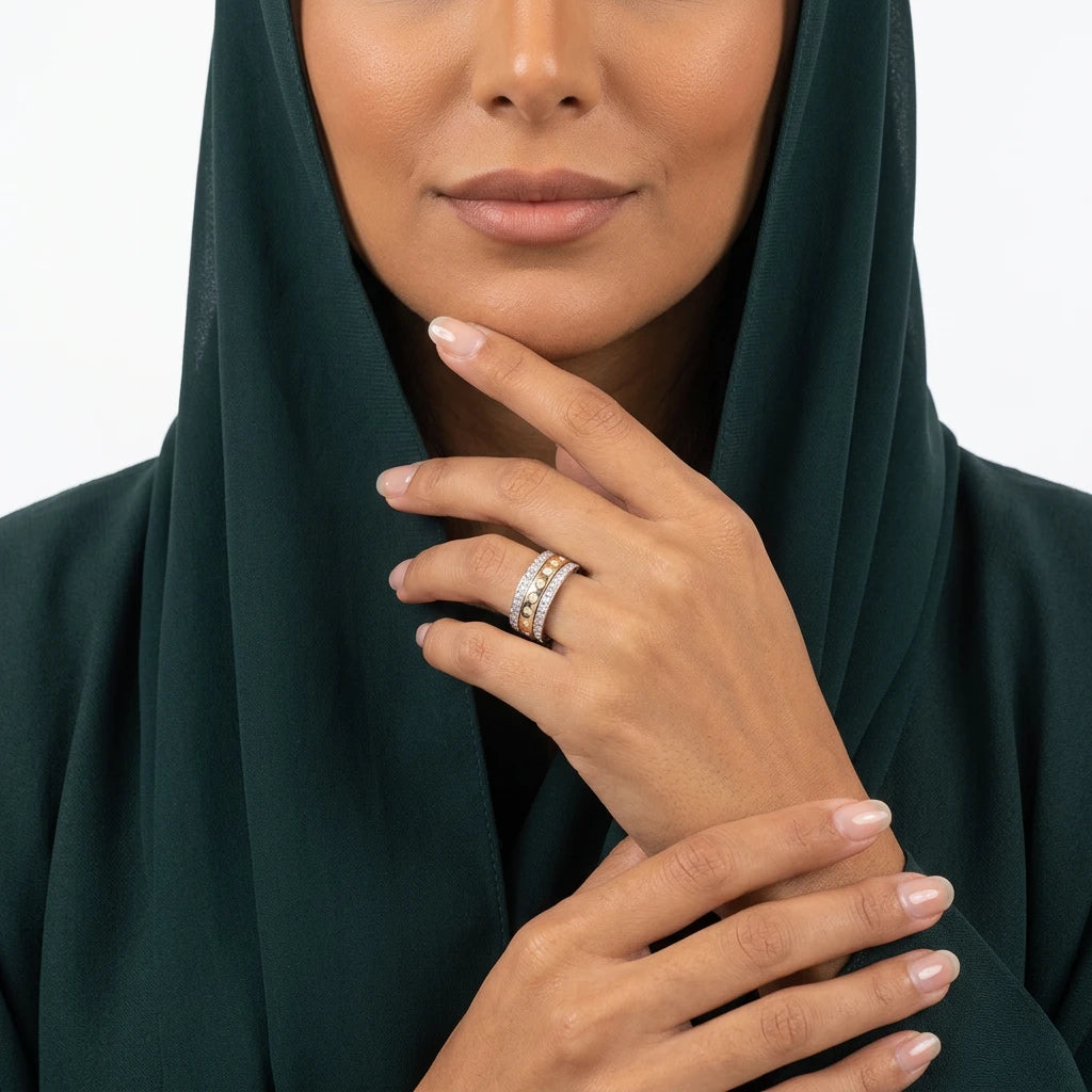 دبلة ذهب عيار 18 ثنائية اللون
