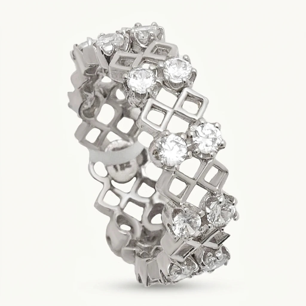 18K GoldWhite Gold Ring with Sparkling Stones