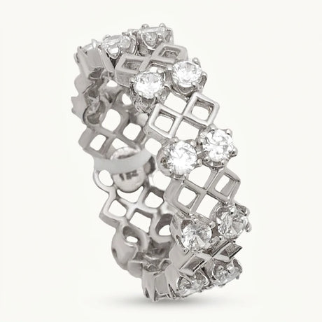 18K GoldWhite Gold Ring with Sparkling Stones