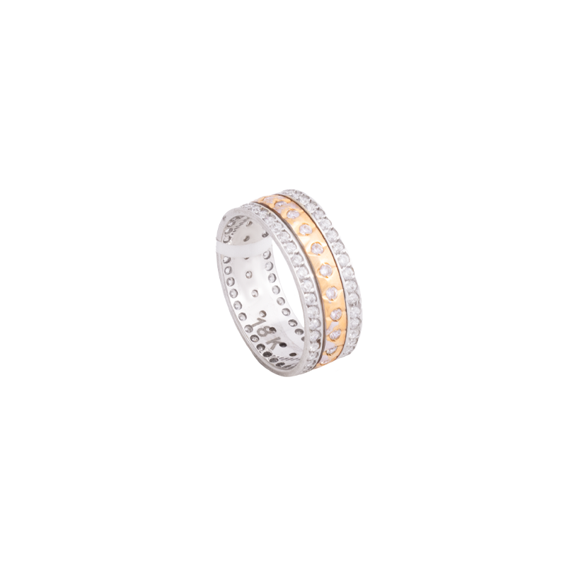 18K Gold Two Tone Ring Paved