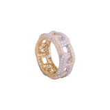 18K Gold Ring with Interlocking Design and Gemstones