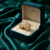 18K Gold Wedding Ring with Gemstones Design