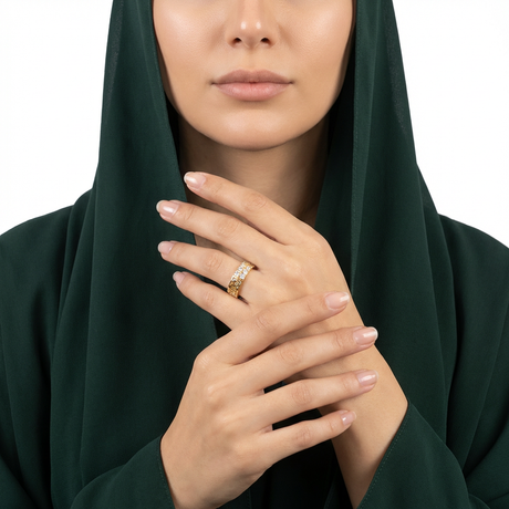 دبلة اورو ذهب عيار 18 بفصوص لامعة