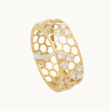 18K Gold Amorpha Ring with Honeycomb Design