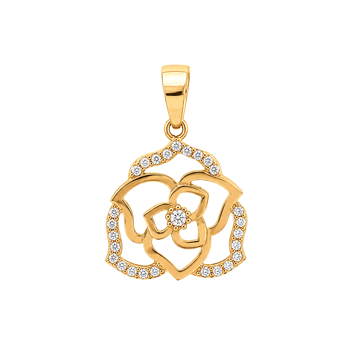 18K Gold Pendant with Rose