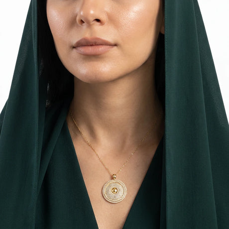 18K Gold Necklace Galaxy Sun
