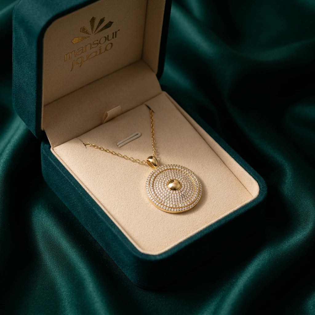 18K Gold Necklace Galaxy Sun