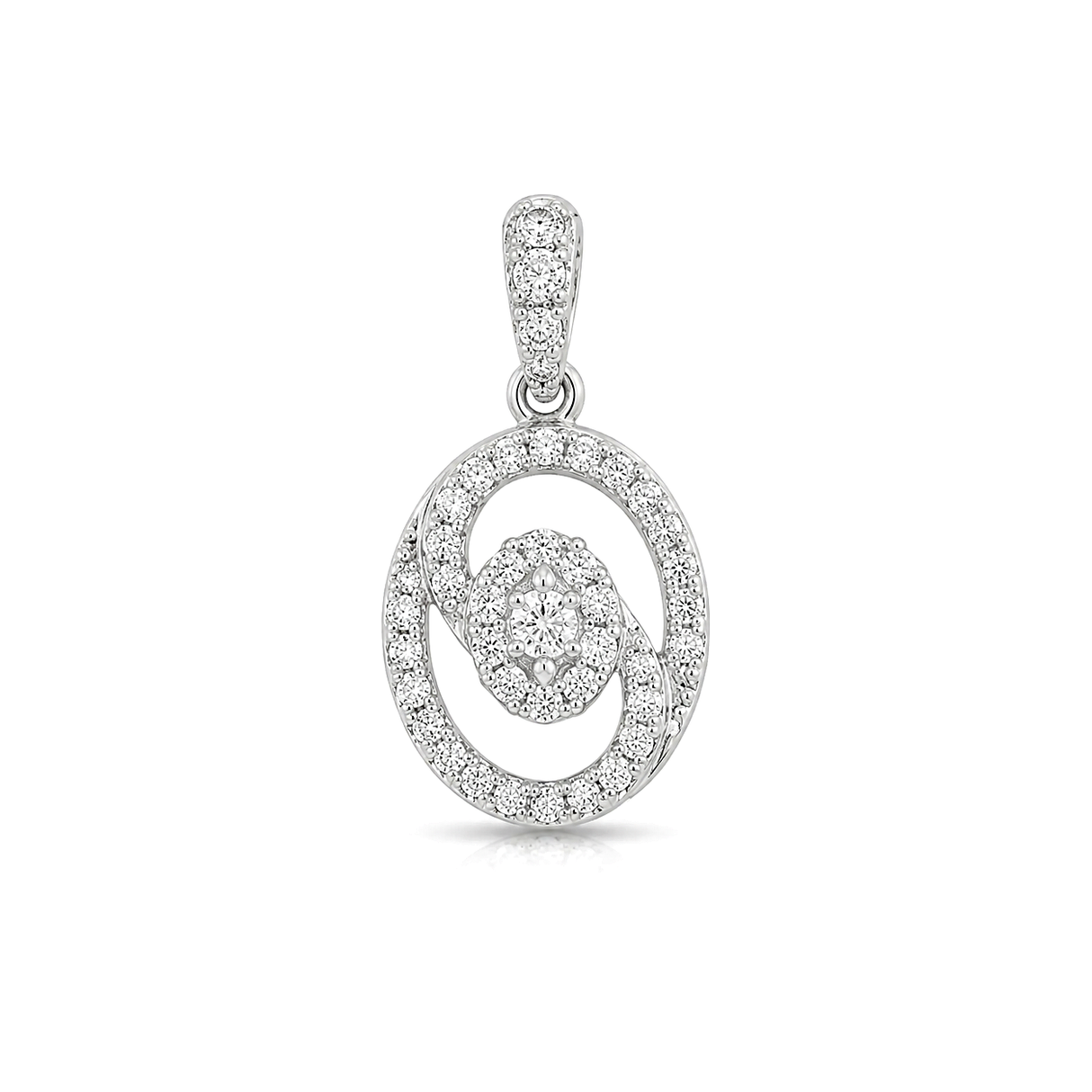 18K White Gold Pendant with Ornate Design