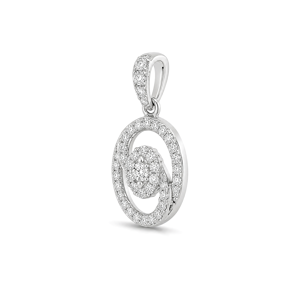 18K White Gold Pendant with Ornate Design