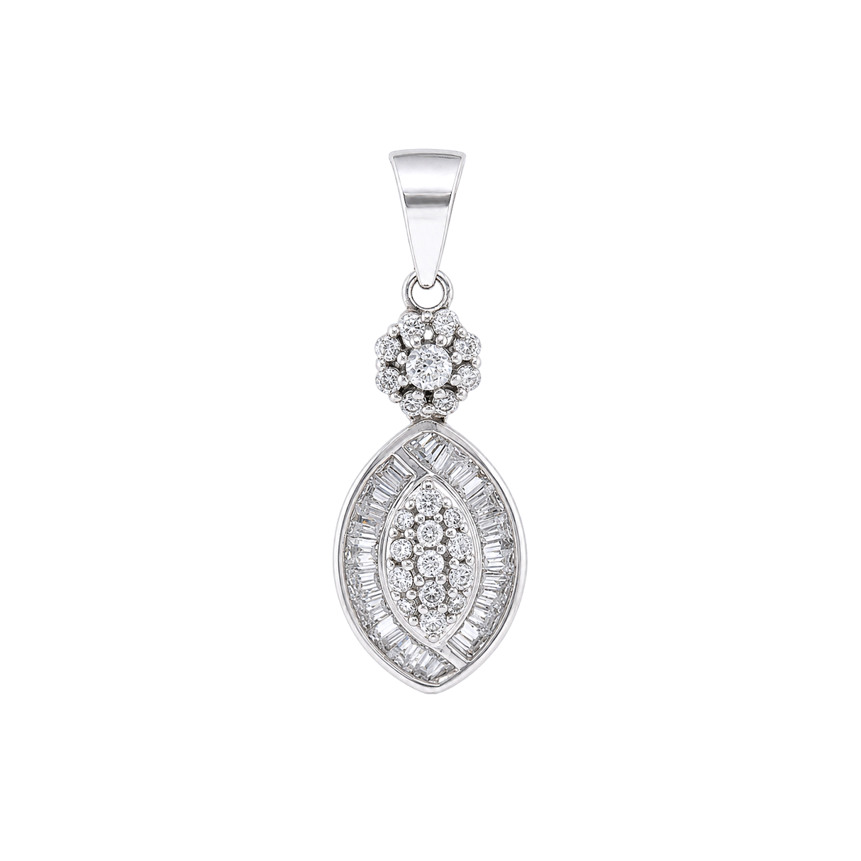 18K White Gold Pendant with Shining Gemstones