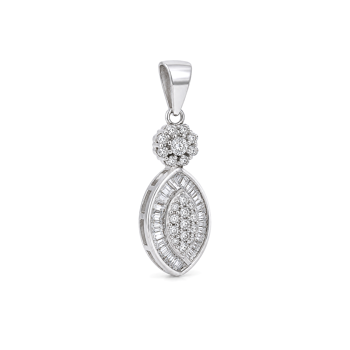 18K White Gold Pendant with Shining Gemstones