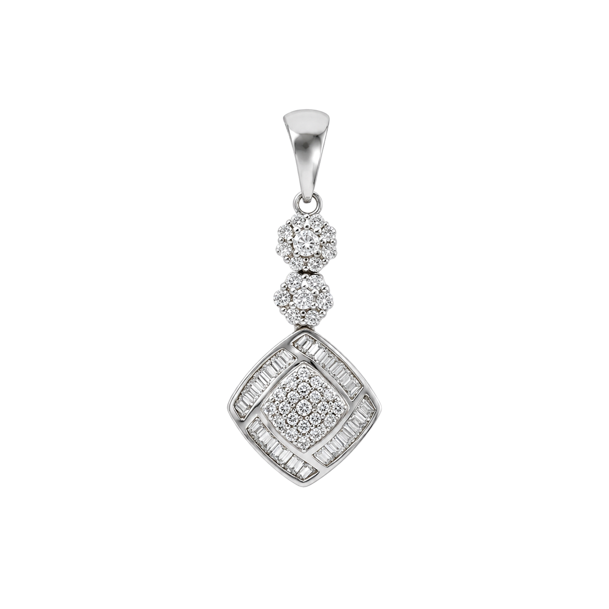 18K White Gold Pendant with Trio Pendnats