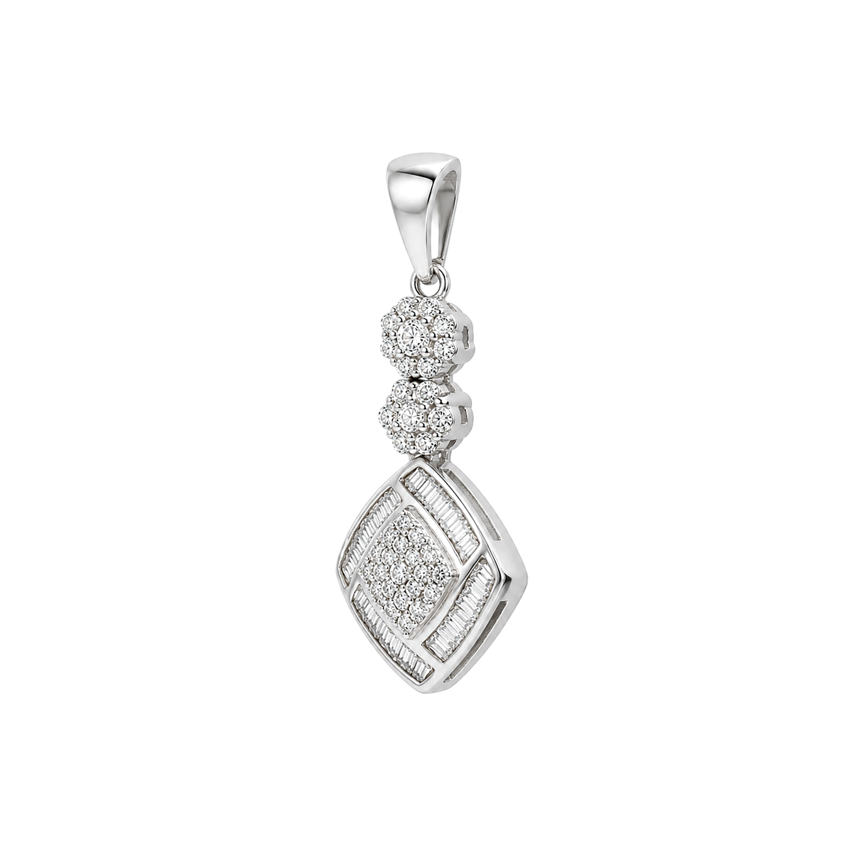 18K White Gold Pendant with Trio Pendnats