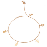 18K Gold Anklet Teapot with Dangling Charms Design