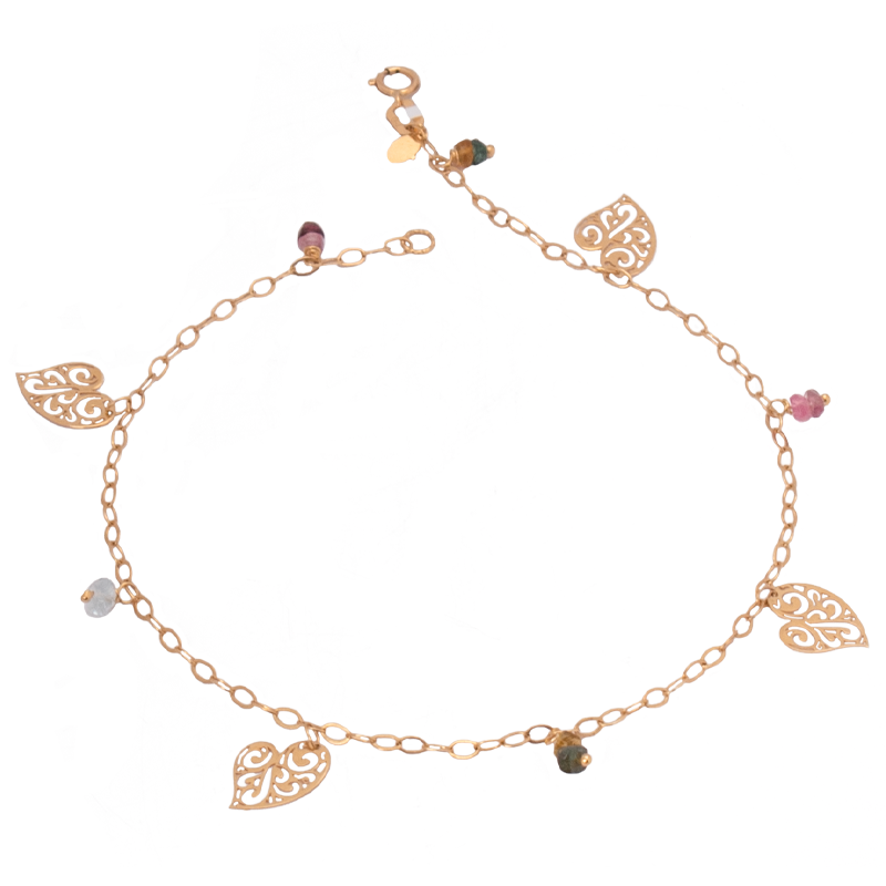 18K Gold Anklet Path of Loved Ones with Colorful Stones