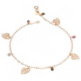 18K Gold Anklet Path of Loved Ones with Colorful Stones