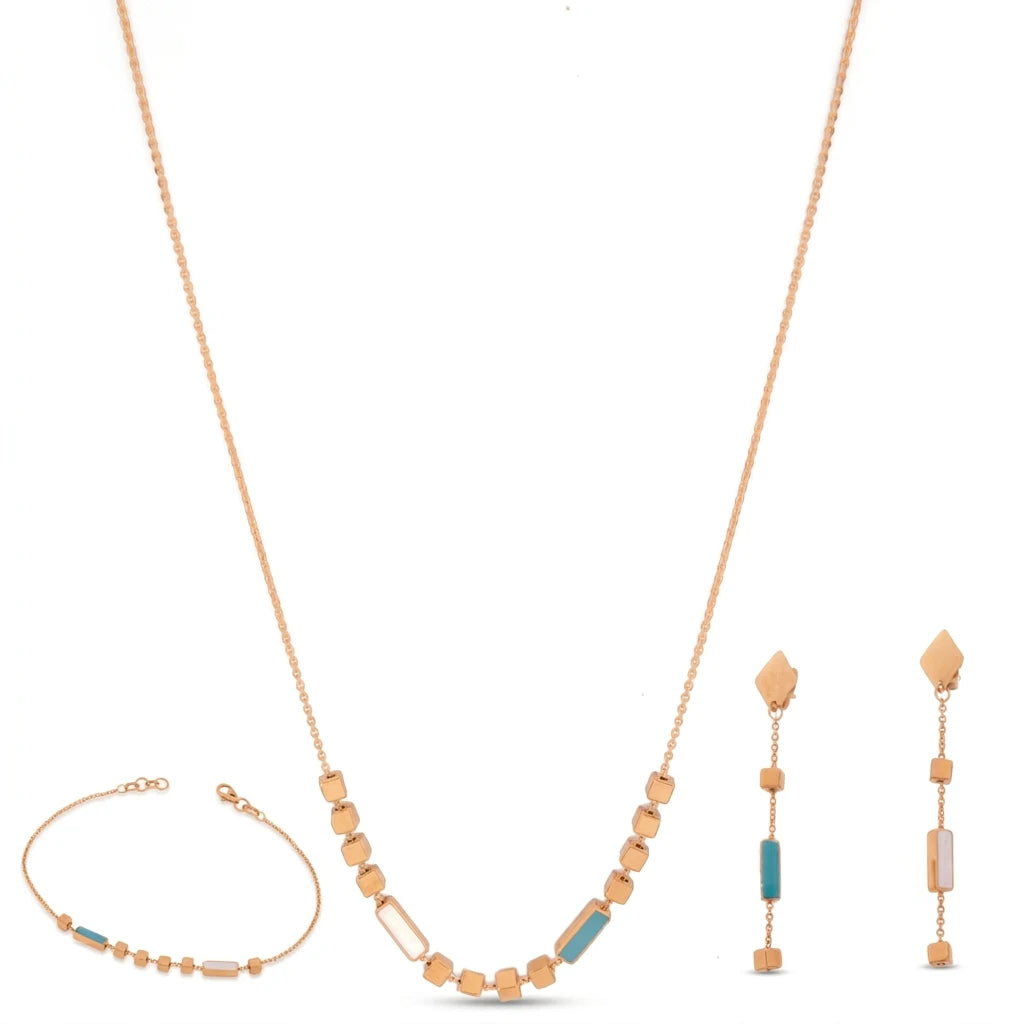 Half-set 18K gold rectangular geometric touches