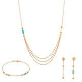 Half-set of 18k gold, triple-layered