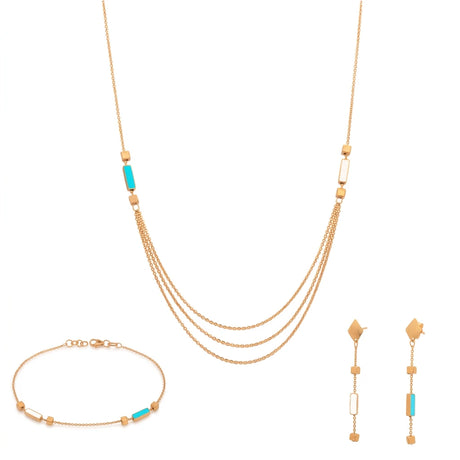Half-set of 18k gold, triple-layered