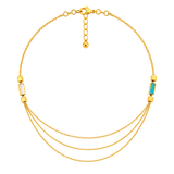 18K Gold Half Set with Three Chains and Colored Bars Design