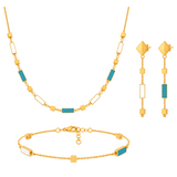 18K Gold Half Set with Rectangular Design in Turquoise