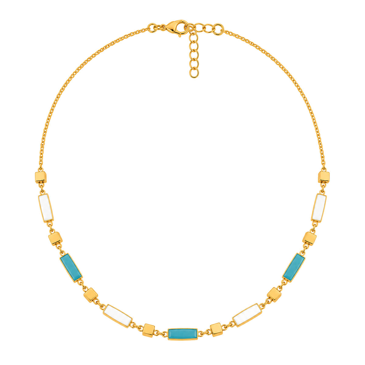 18K Gold Half Set with Rectangular Design in Turquoise