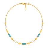 18K Gold Half Set with Rectangular Design in Turquoise
