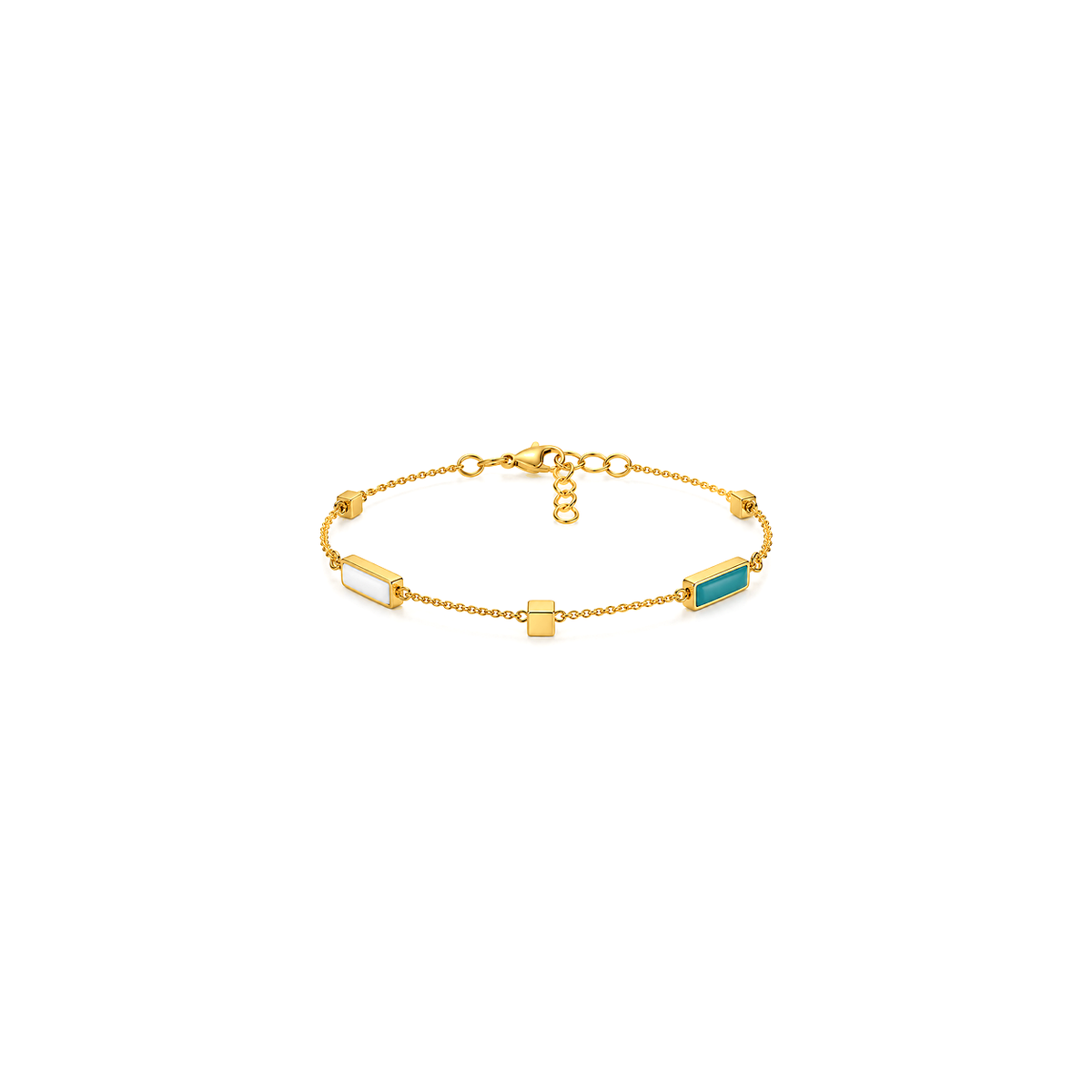 18K Gold Half Set with Rectangular Design in Turquoise