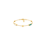 18K Gold Half Set with Rectangular Design in Turquoise