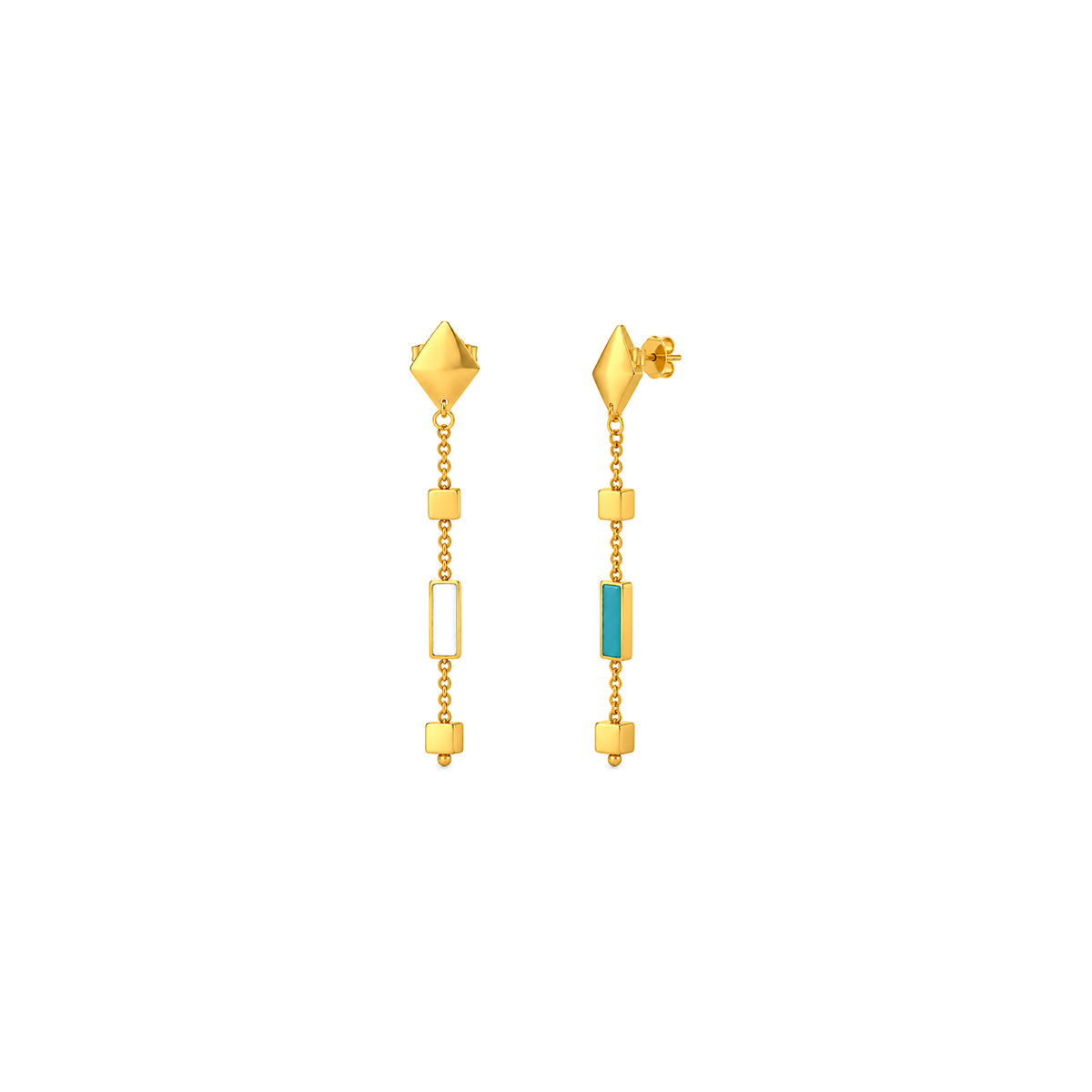 18K Gold Half Set with Rectangular Design in Turquoise