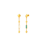 18K Gold Half Set with Rectangular Design in Turquoise