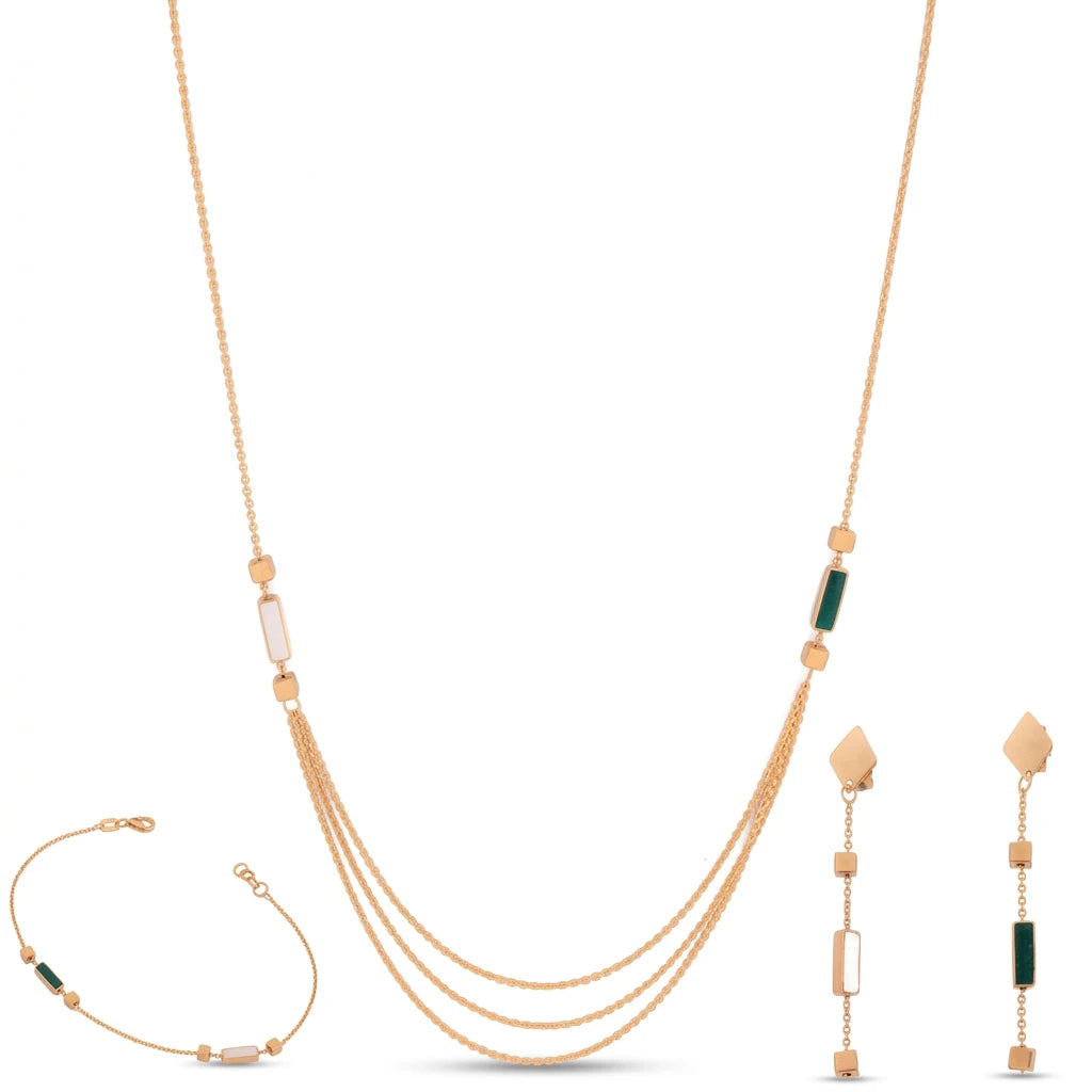 18K gold half-set with geometric pendants