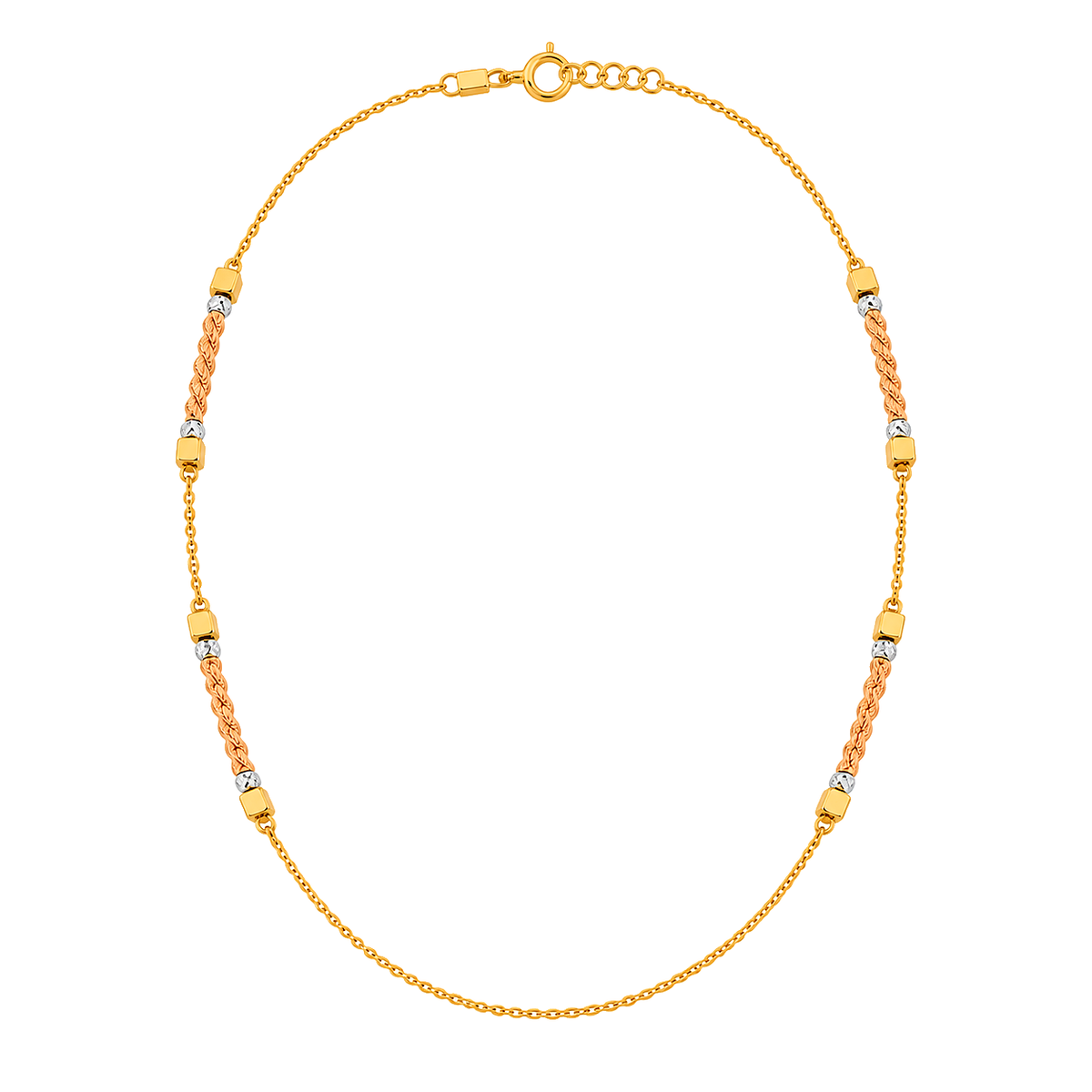 18K Gold Bracelet Cube Beads Design